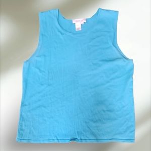 Coldwater Creek Aqua Blue Sleevless Blouse Sz XL